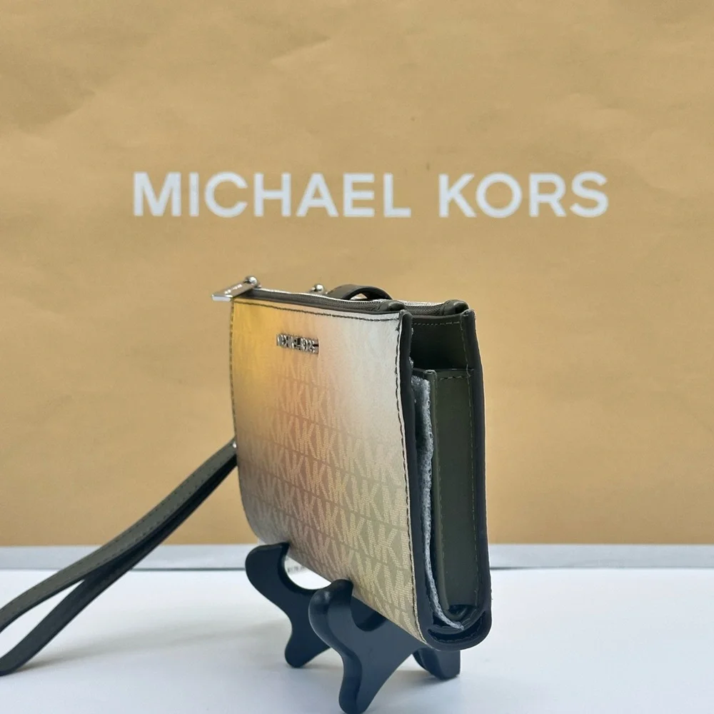 Michael Kors Olive Multi Double Zip Wristlet